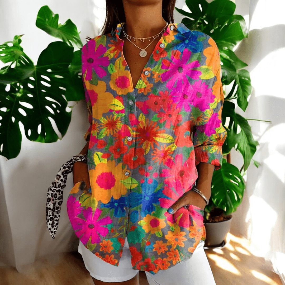 Valentina Moretti | Tropical Floral Shirt For Women