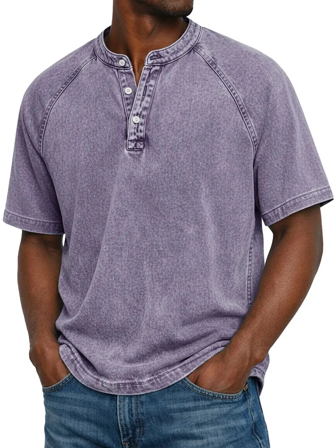 Ethan Moreau | Vintage Henley T-Shirt For Men