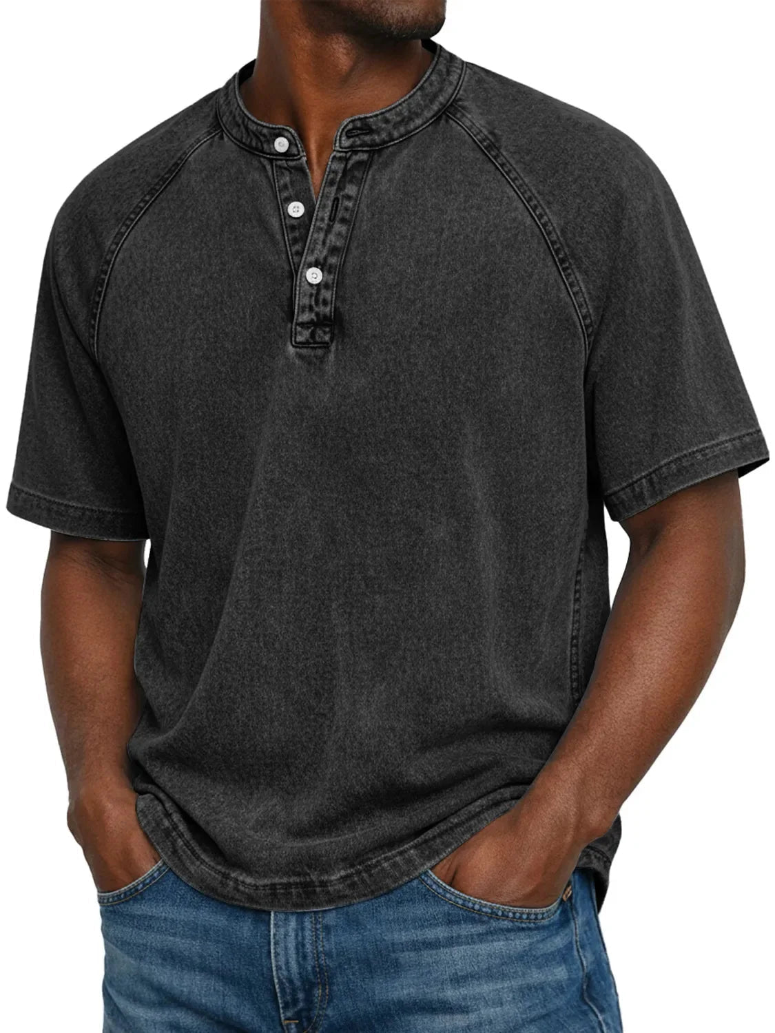 Ethan Moreau | Vintage Henley T-Shirt For Men