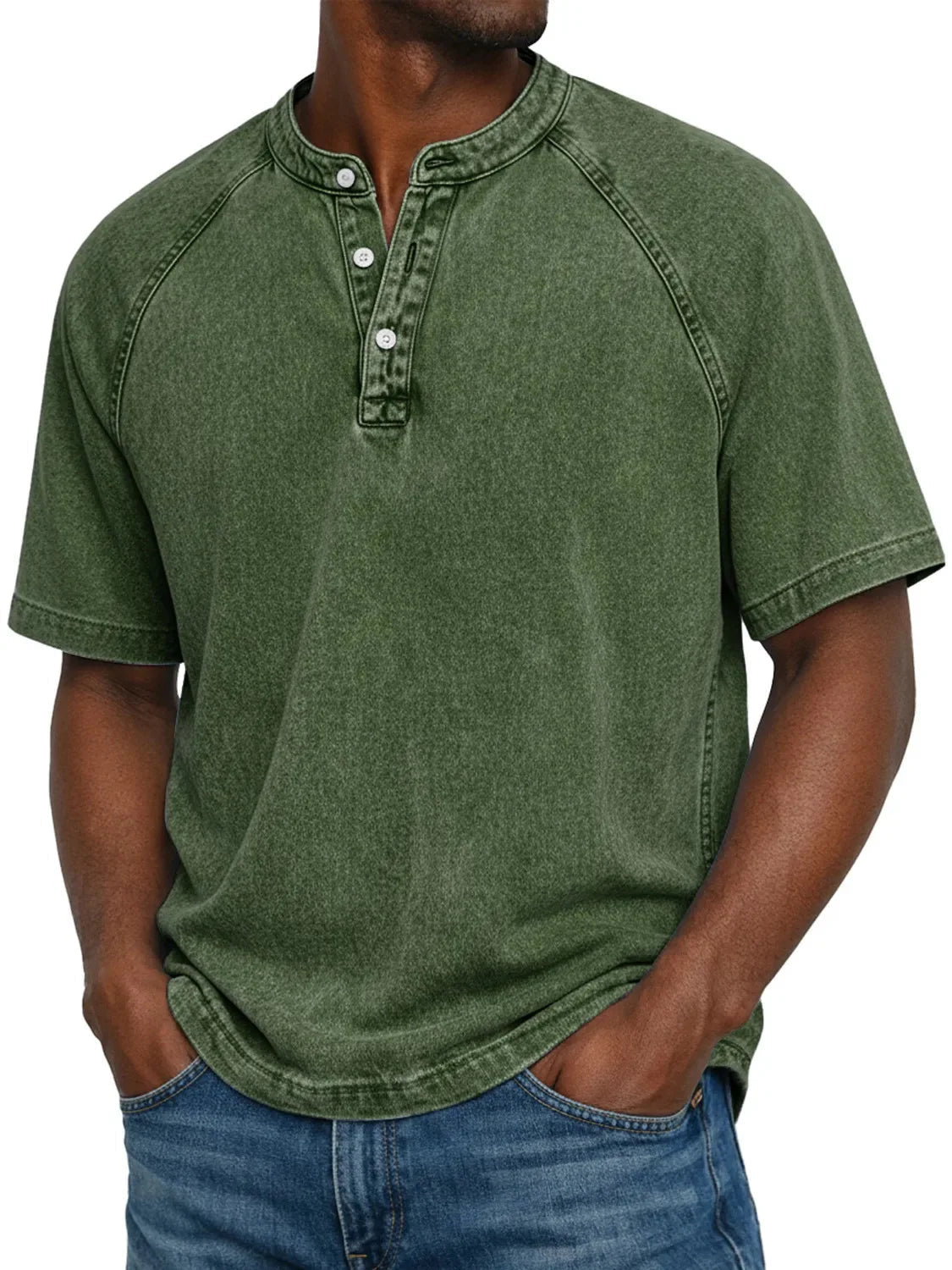 Ethan Moreau | Vintage Henley T-Shirt For Men