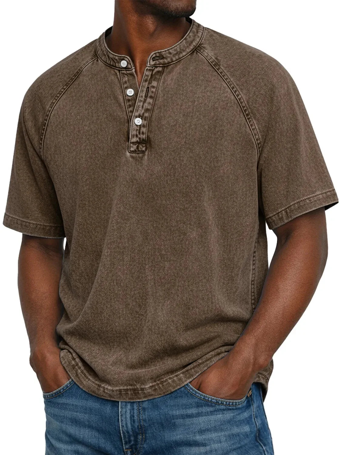 Ethan Moreau | Vintage Henley T-Shirt For Men