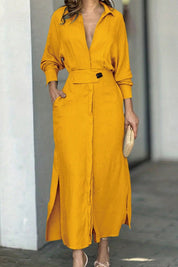 Elena Whitmore | Linen Shirt Maxi Dress For Women