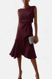 Valentina Rossi | Statement Red Midi Dress For Women