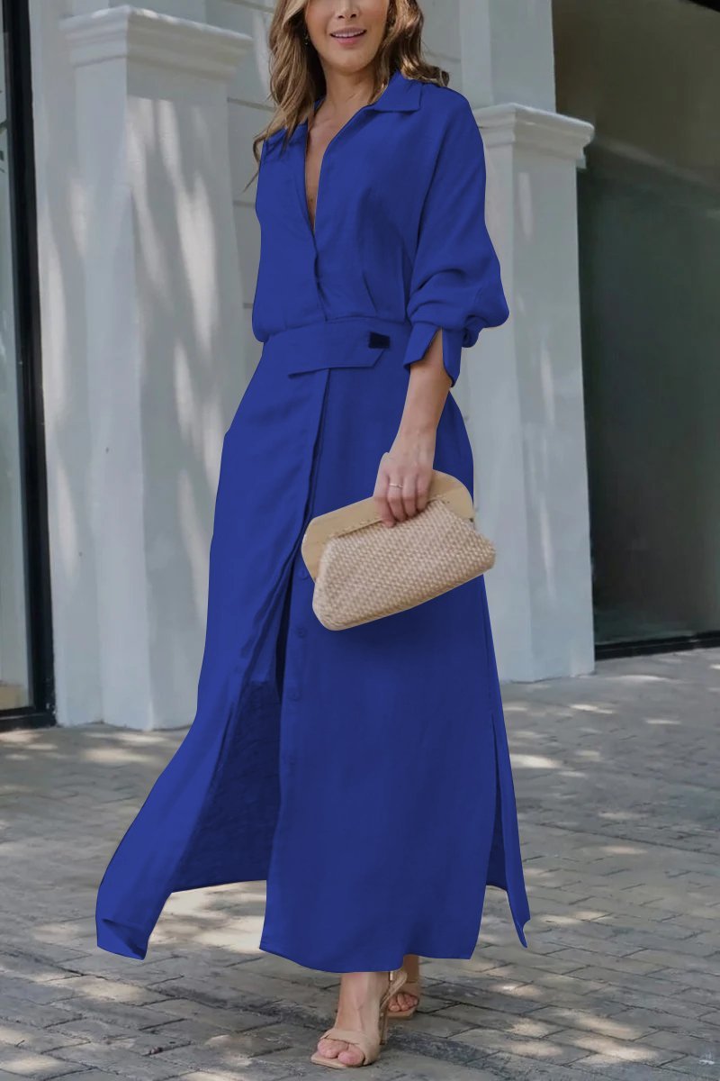 Elena Whitmore | Linen Shirt Maxi Dress For Women