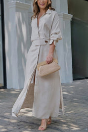 Elena Whitmore | Linen Shirt Maxi Dress For Women