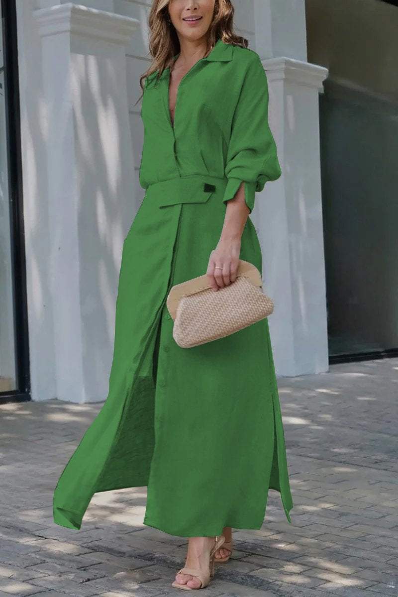 Elena Whitmore | Linen Shirt Maxi Dress For Women