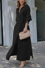 Elena Whitmore | Linen Shirt Maxi Dress For Women