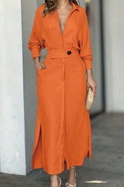 Elena Whitmore | Linen Shirt Maxi Dress For Women