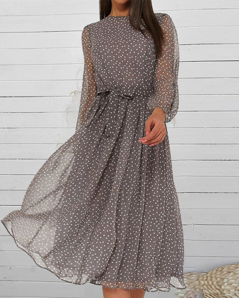 Aurélie Sinclair | Polka Dot Chiffon Midi Dress For Women