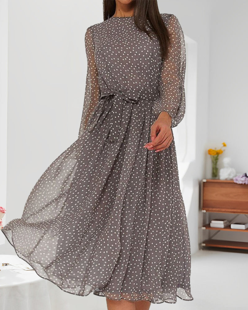 Aurélie Sinclair | Polka Dot Chiffon Midi Dress For Women