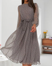 Aurélie Sinclair | Polka Dot Chiffon Midi Dress For Women