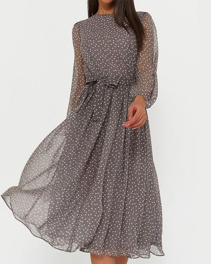 Aurélie Sinclair | Polka Dot Chiffon Midi Dress For Women