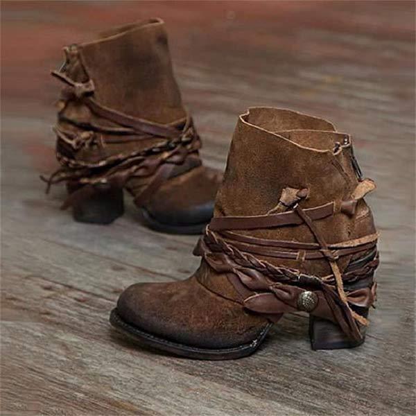 Kendra Knox | Faux Leather Western Style Ankle Boots