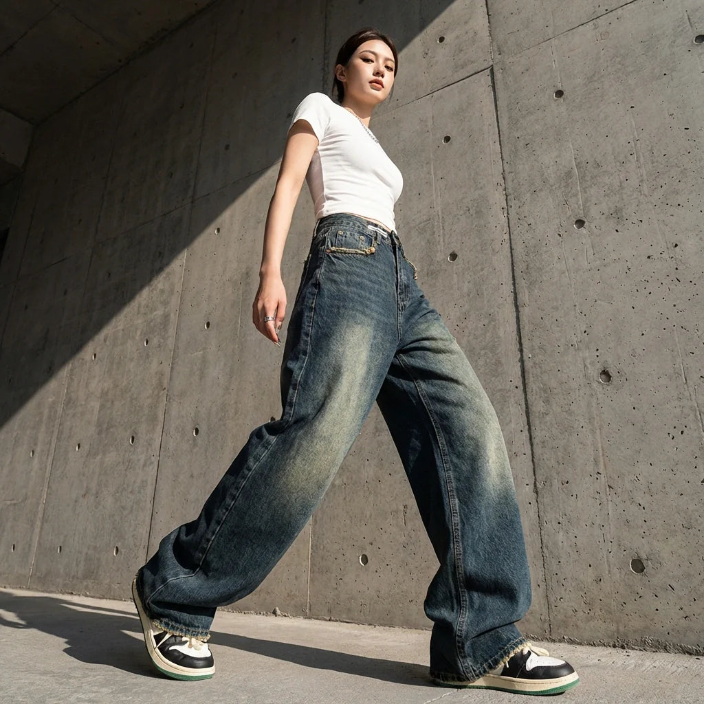 Kyra | Women's Wide-Leg Vintage Denim Boyfriend Jeans