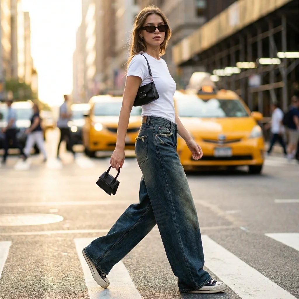 Kyra | Women's Wide-Leg Vintage Denim Boyfriend Jeans