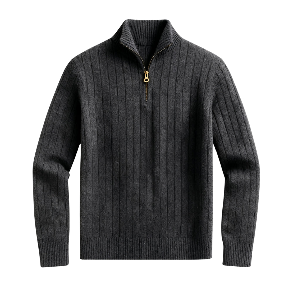 Matteo Laurent | Ribbed Half-Zip Knit Sweater