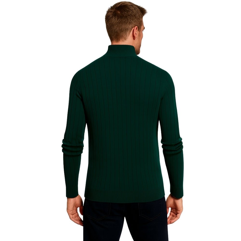 Enzo Moretti | Ribbed Half-Zip Knit Sweater