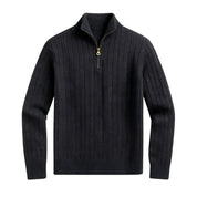Enzo Moretti | Ribbed Half-Zip Knit Sweater