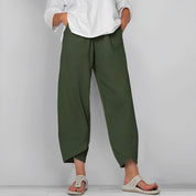 Genevieve Ashford | Wide Leg Asymmetric Linen Trousers in Grey