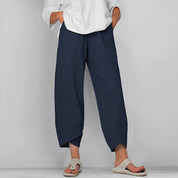 Genevieve Ashford | Wide Leg Asymmetric Linen Trousers in Grey