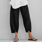 Genevieve Ashford | Wide Leg Asymmetric Linen Trousers in Grey