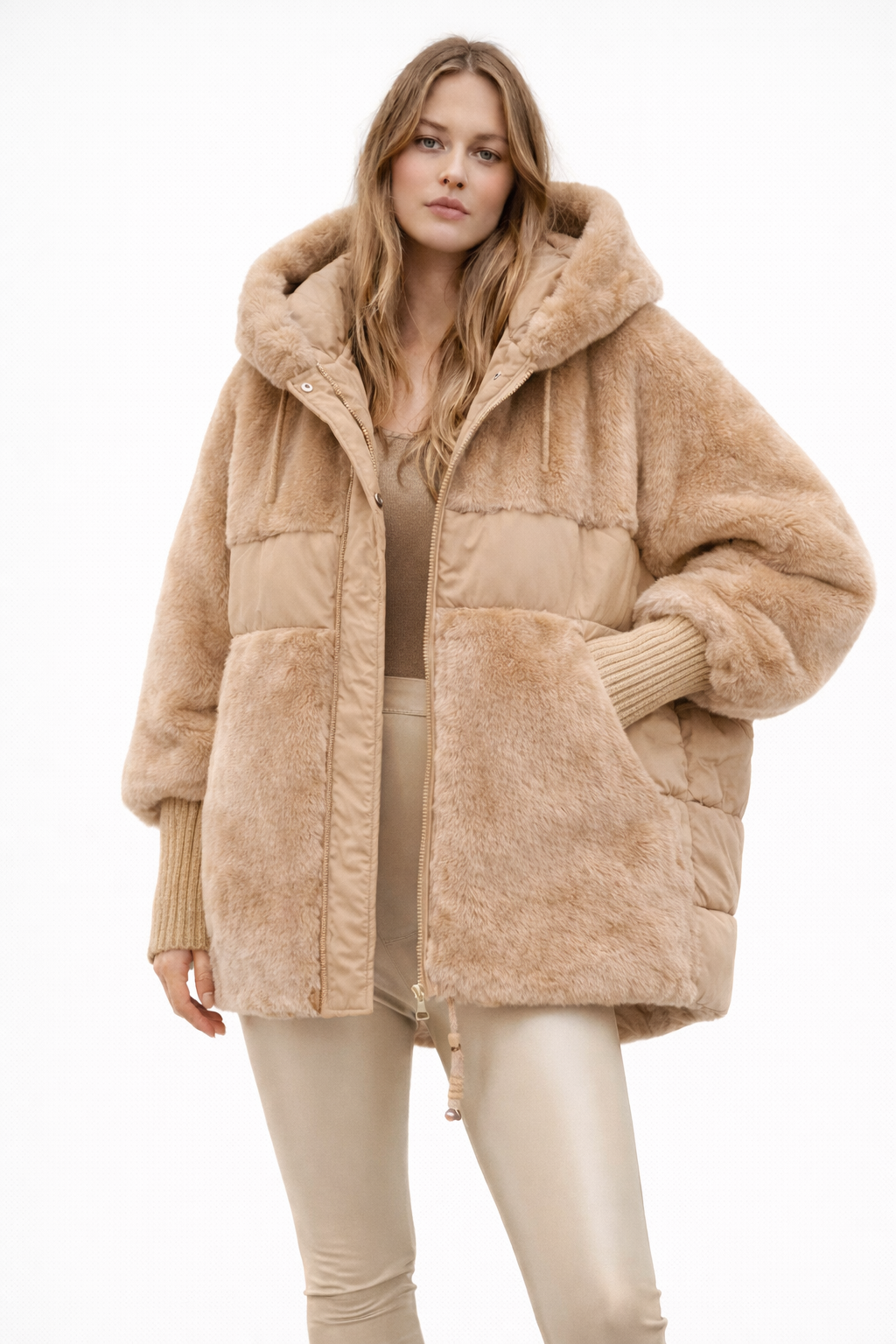 Isabella Laurent | Luxe Faux Fur Hooded Jacket