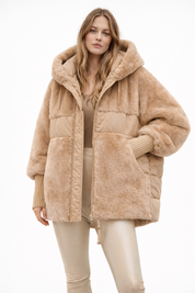 Isabella Laurent | Luxe Faux Fur Hooded Jacket