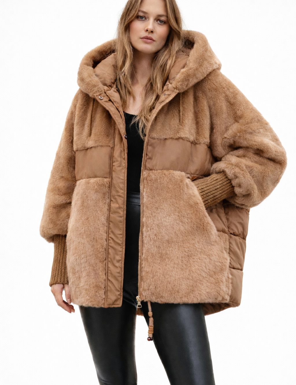 Isabella Laurent | Luxe Faux Fur Hooded Jacket