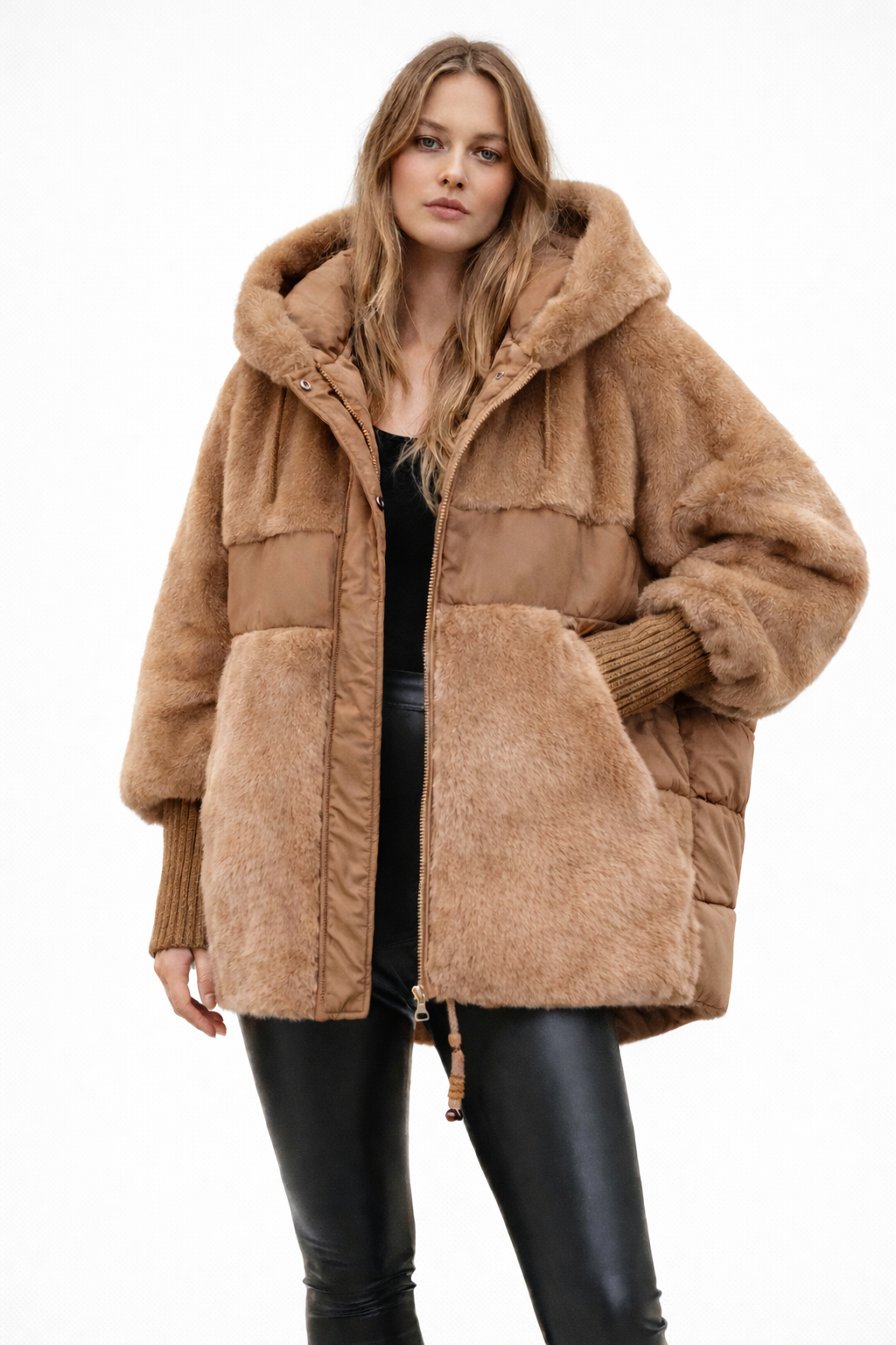 Isabella Laurent | Luxe Faux Fur Hooded Jacket