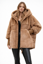 Isabella Laurent | Luxe Faux Fur Hooded Jacket