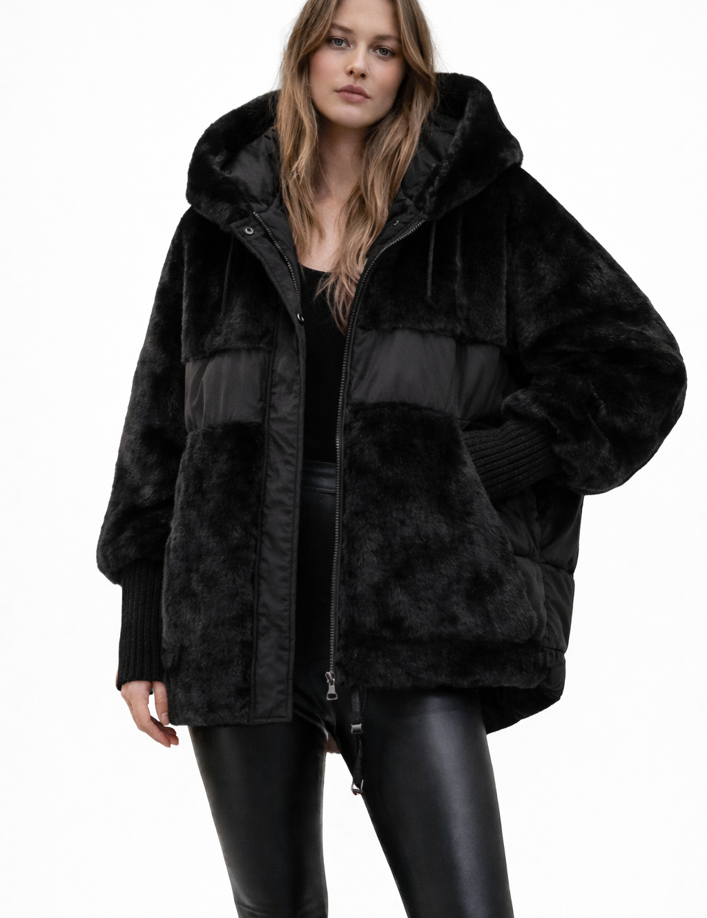 Isabella Laurent | Luxe Faux Fur Hooded Jacket
