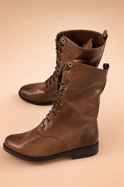 Evelyn Sinclair | Classic Lace-Up Leather Boots For Women