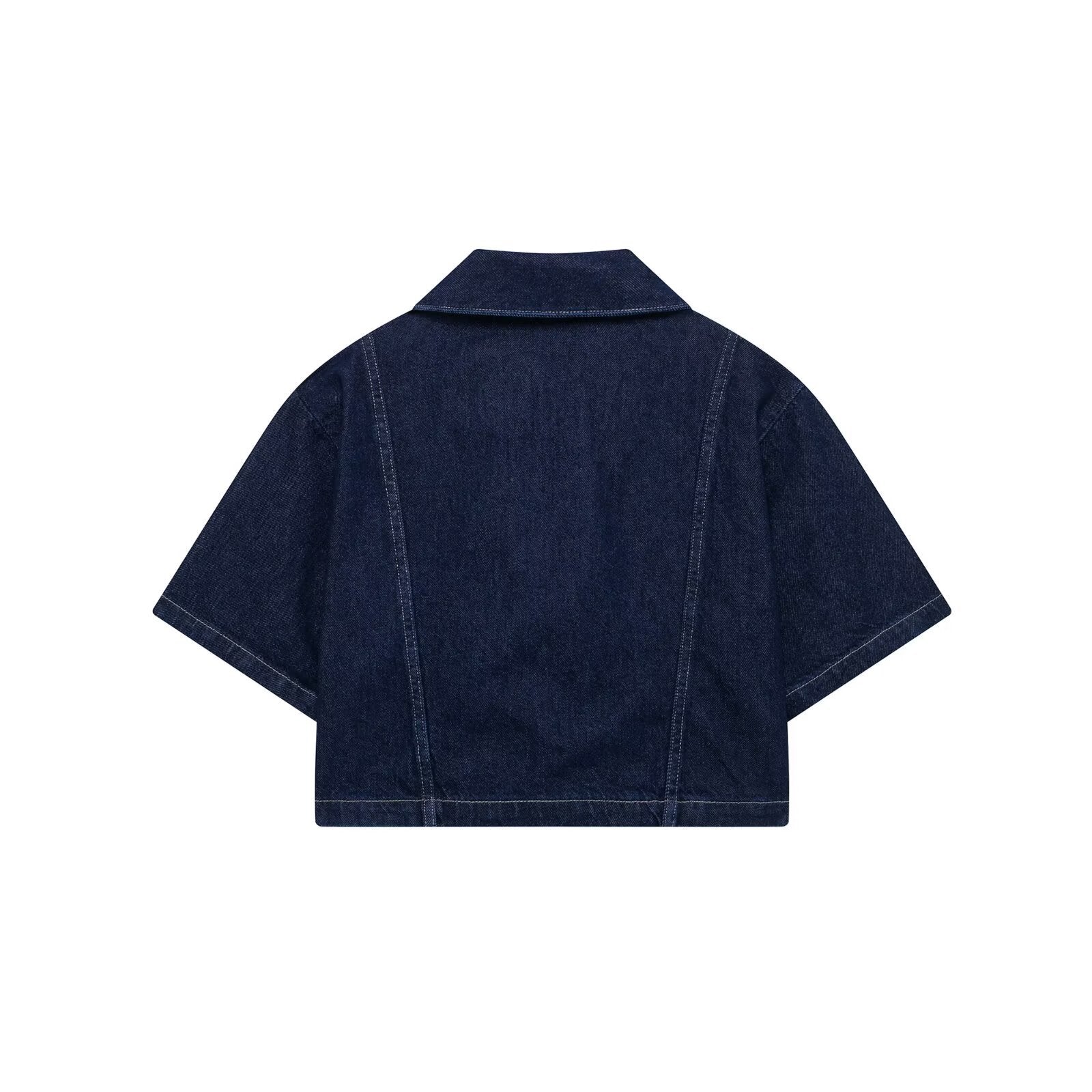 D-Tee | Women’s Short Sleeve Cropped Dark Wash Denim Jacket
