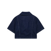 D-Tee | Women’s Short Sleeve Cropped Dark Wash Denim Jacket