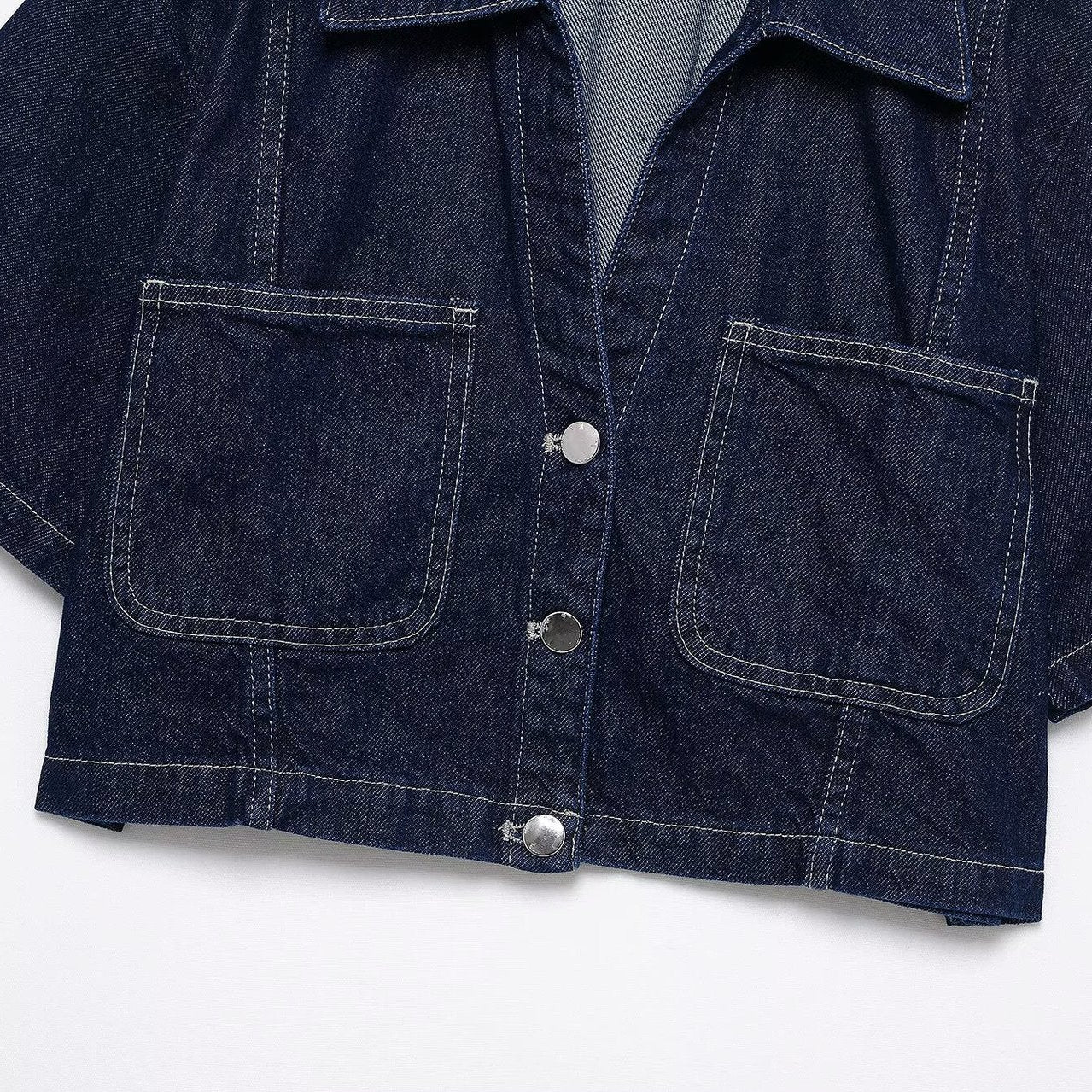 D-Tee | Women’s Short Sleeve Cropped Dark Wash Denim Jacket