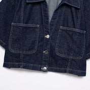 D-Tee | Women’s Short Sleeve Cropped Dark Wash Denim Jacket